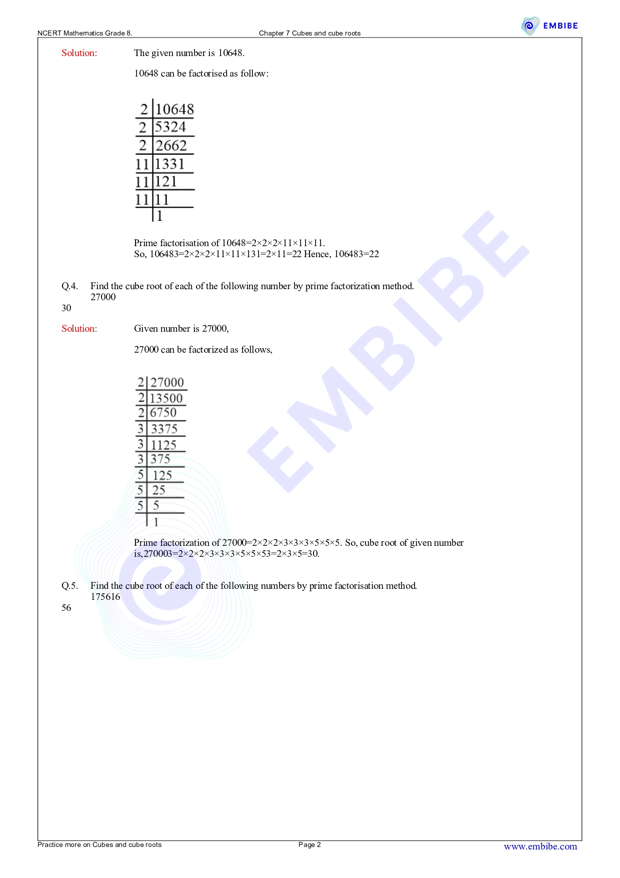 NCERT Solutions for Cube and Cube Roots Exercise 7.2 Class 8 Maths 2